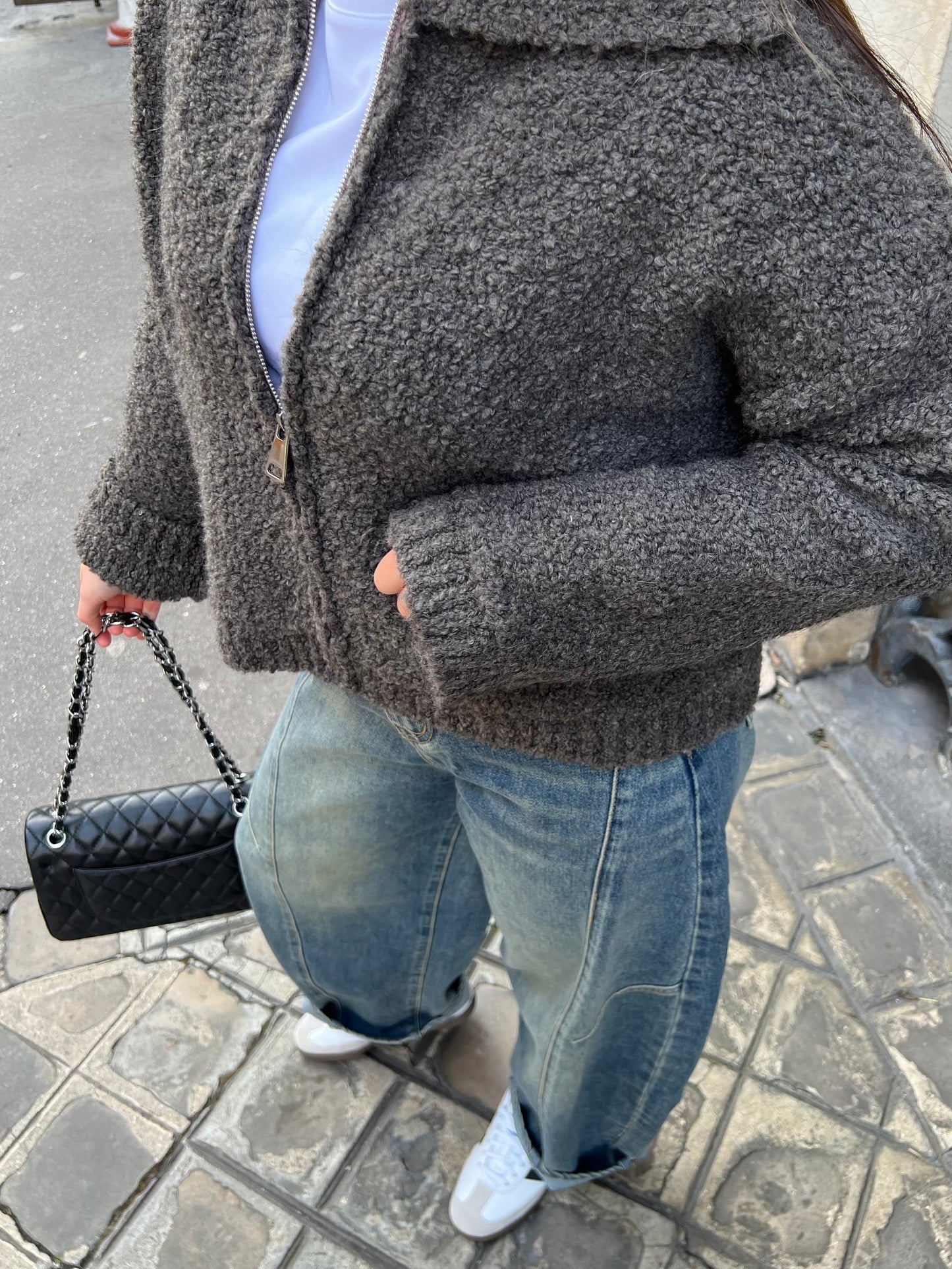 Gilet zip marron