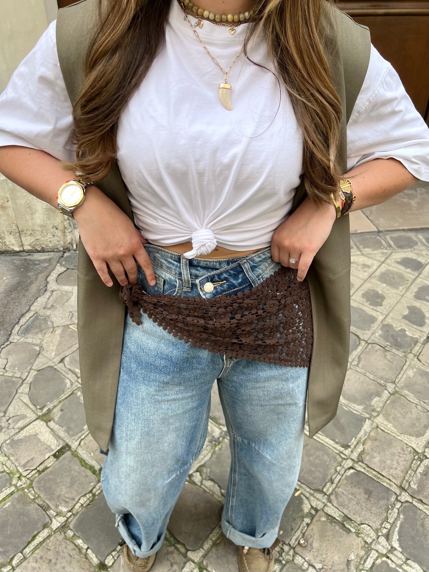 Bandana crochet marron