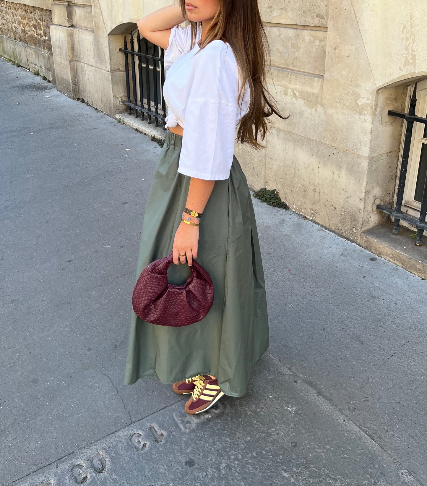 Jupe évasée kaki