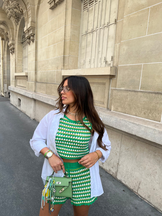 Ensemble brodé vert