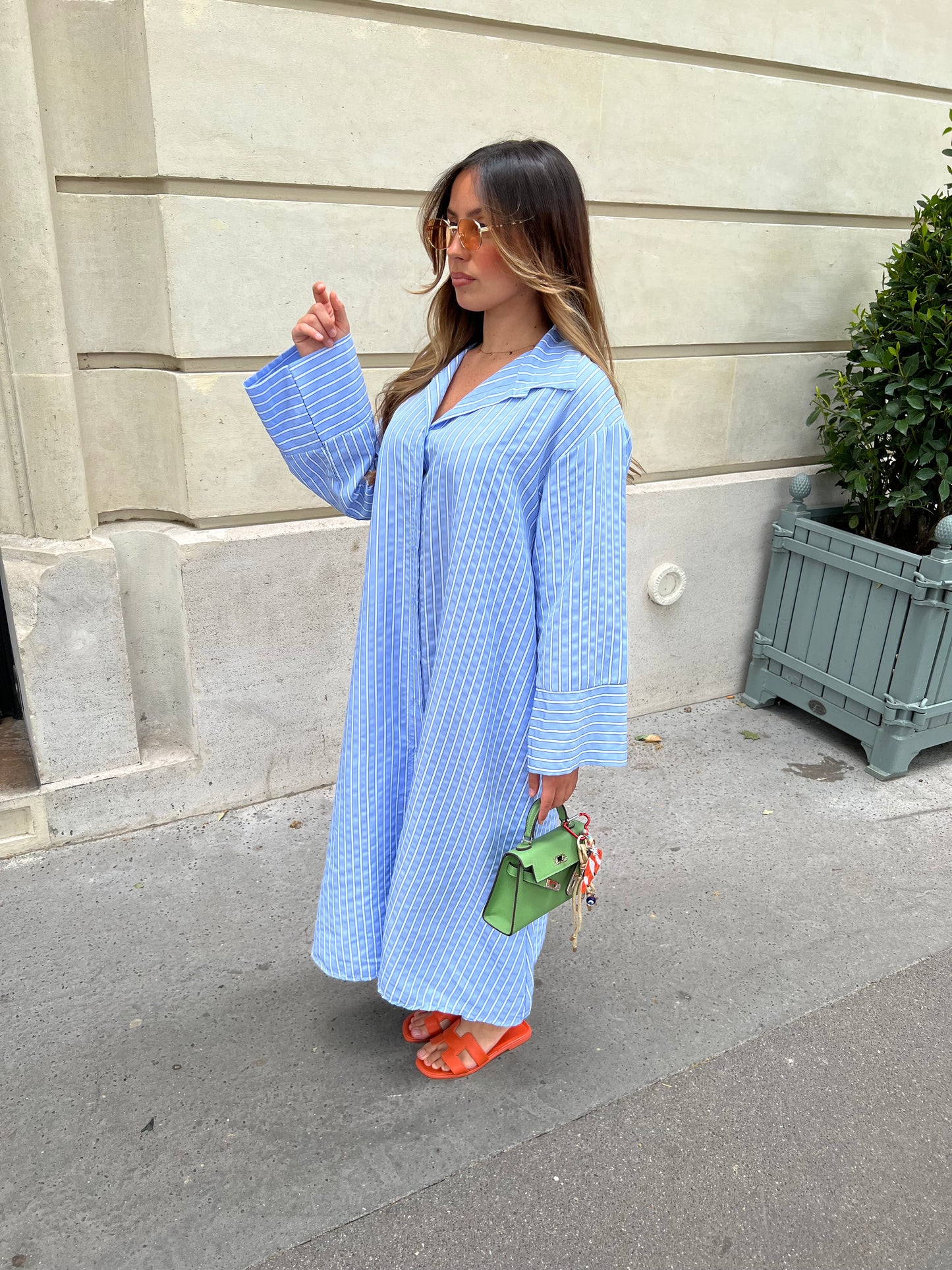Robe longue rayée