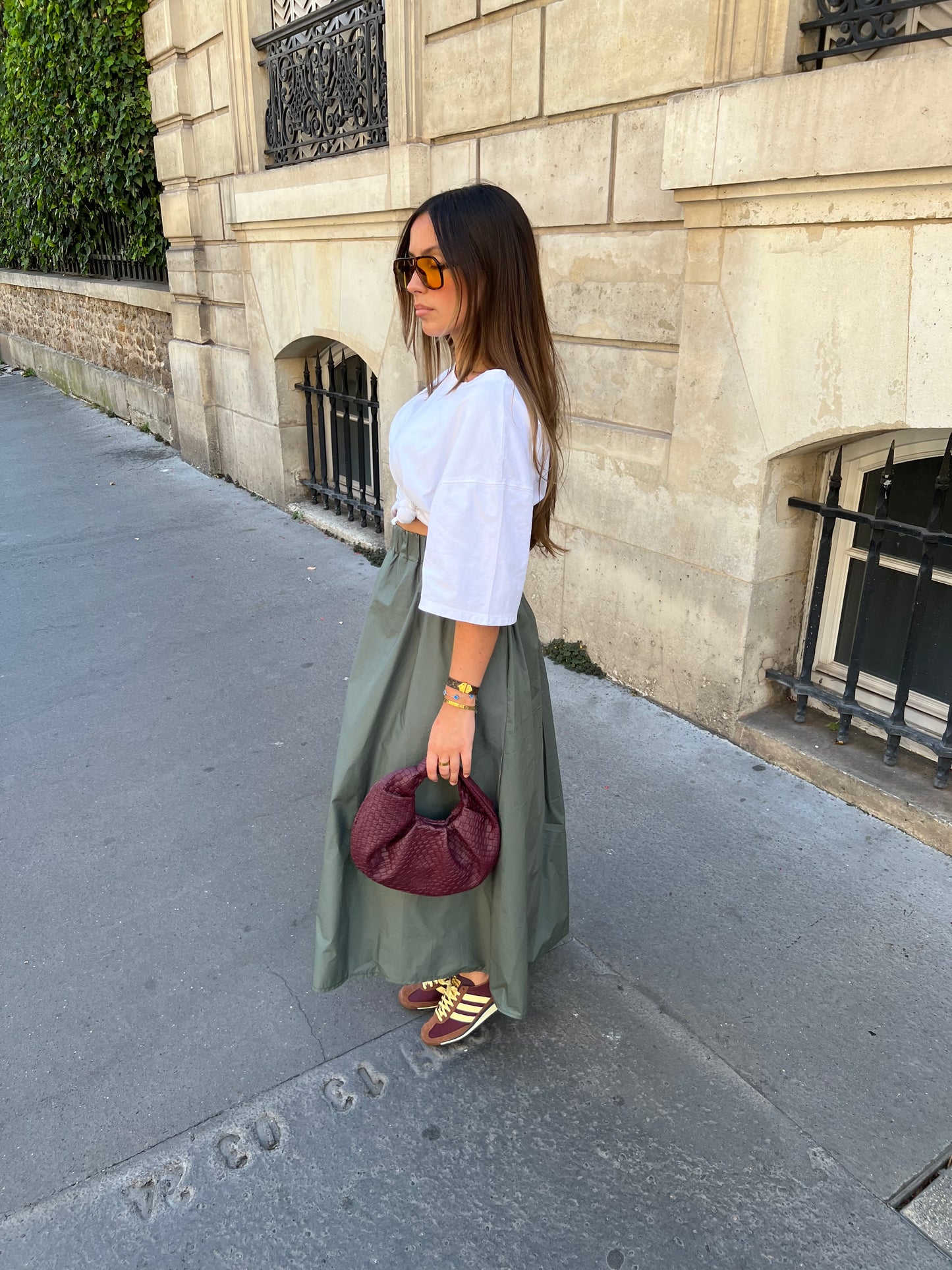 Jupe évasée kaki