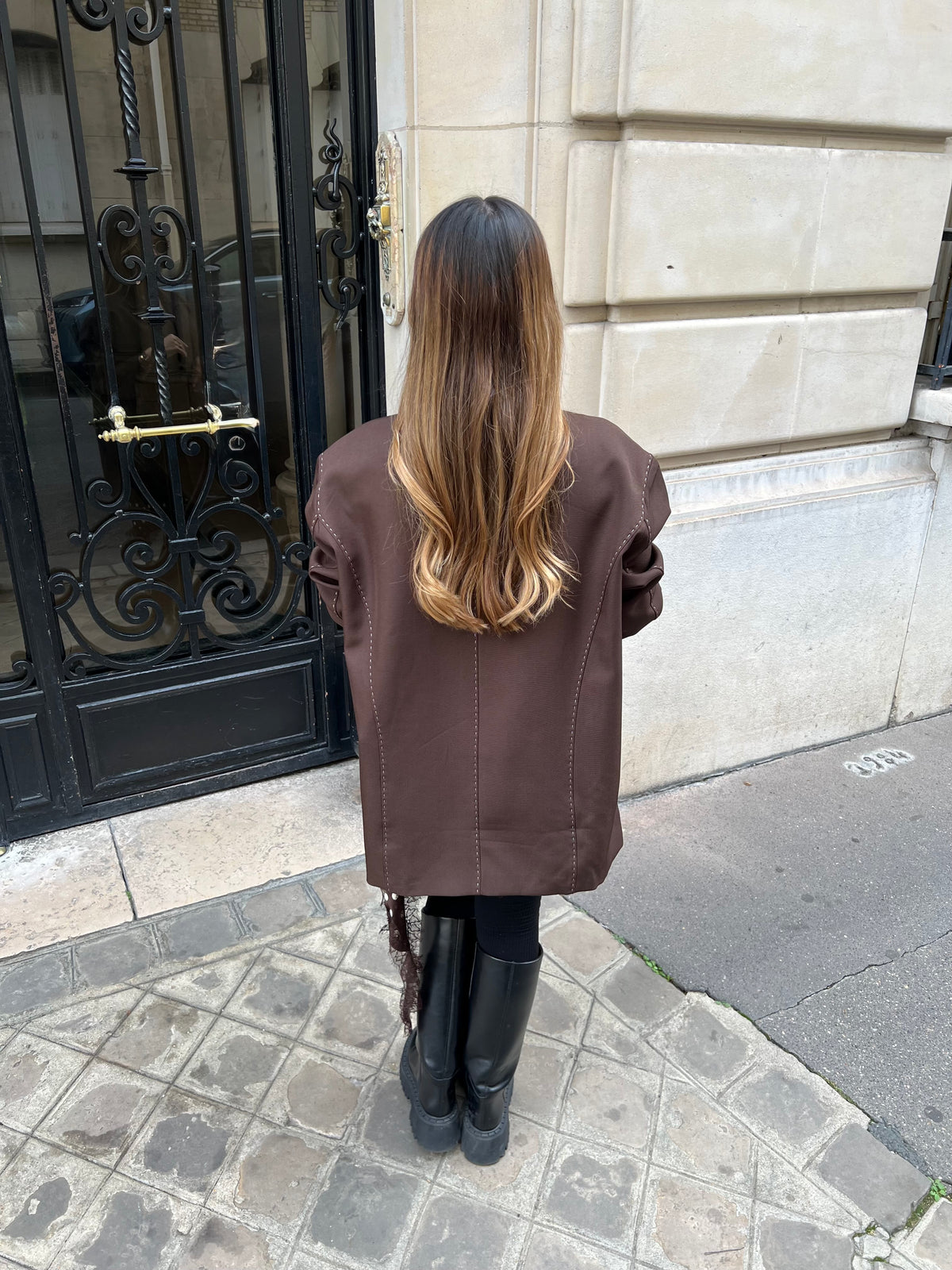 Blazer surpiqûres marron