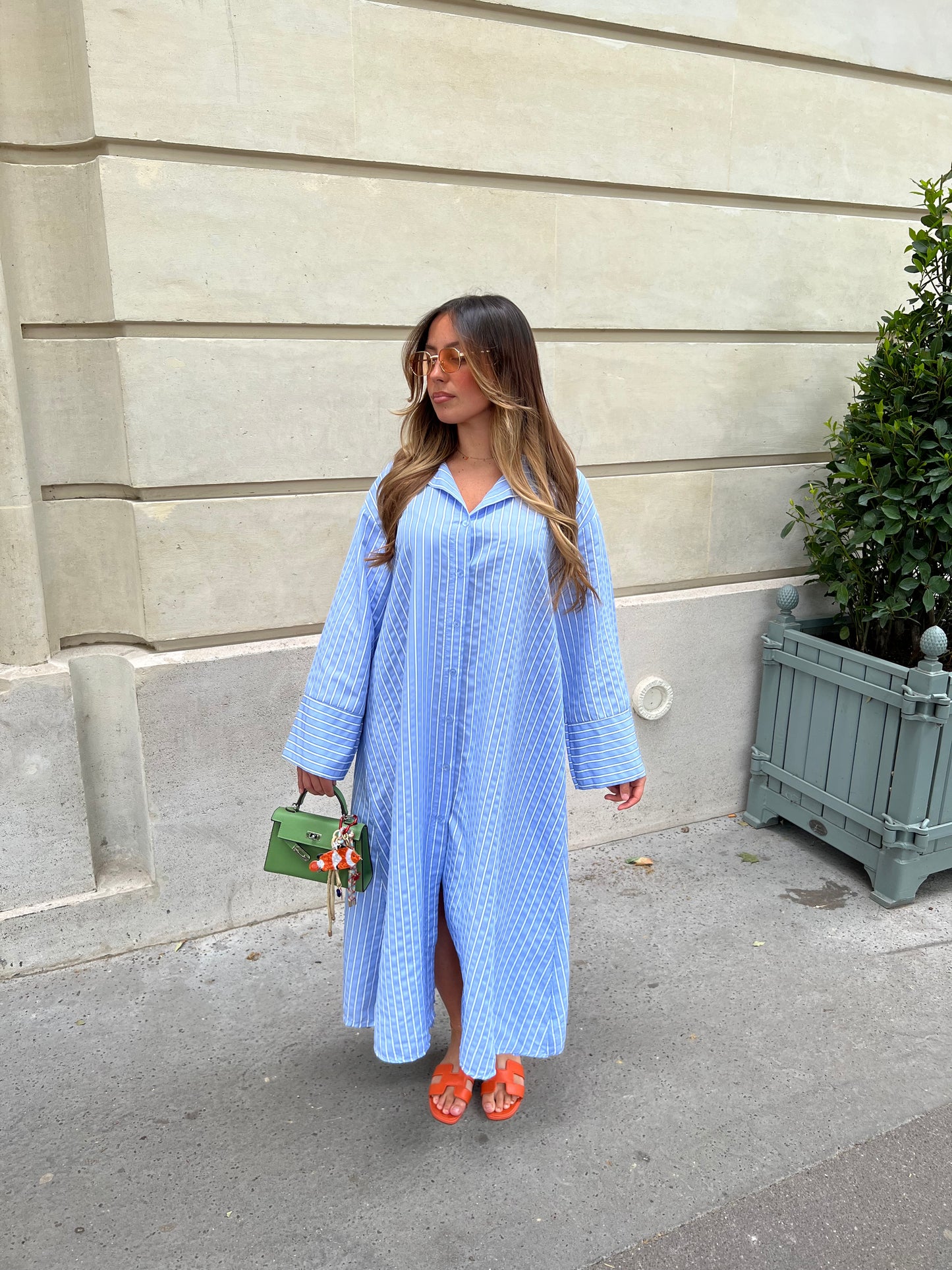 Robe longue rayée