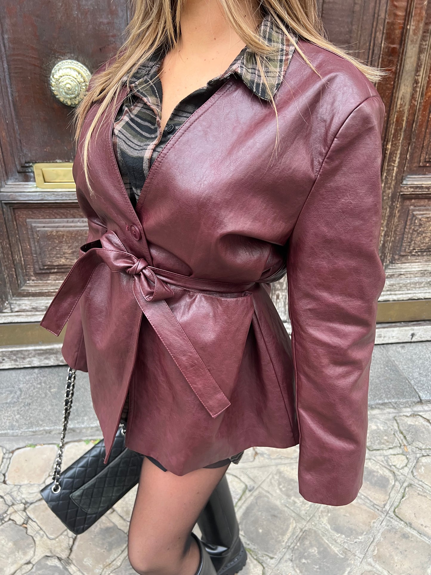 Veste simili burgundy