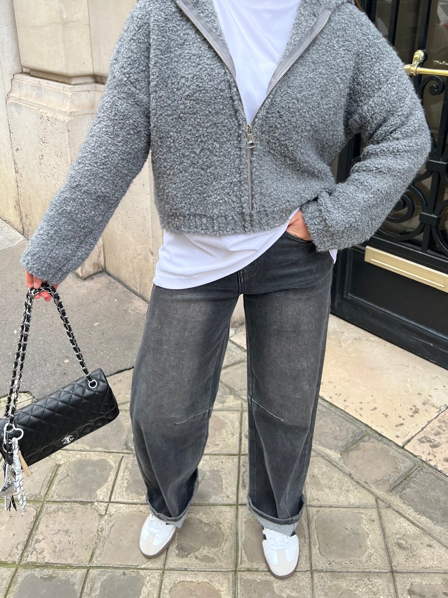 Gilet zip gris