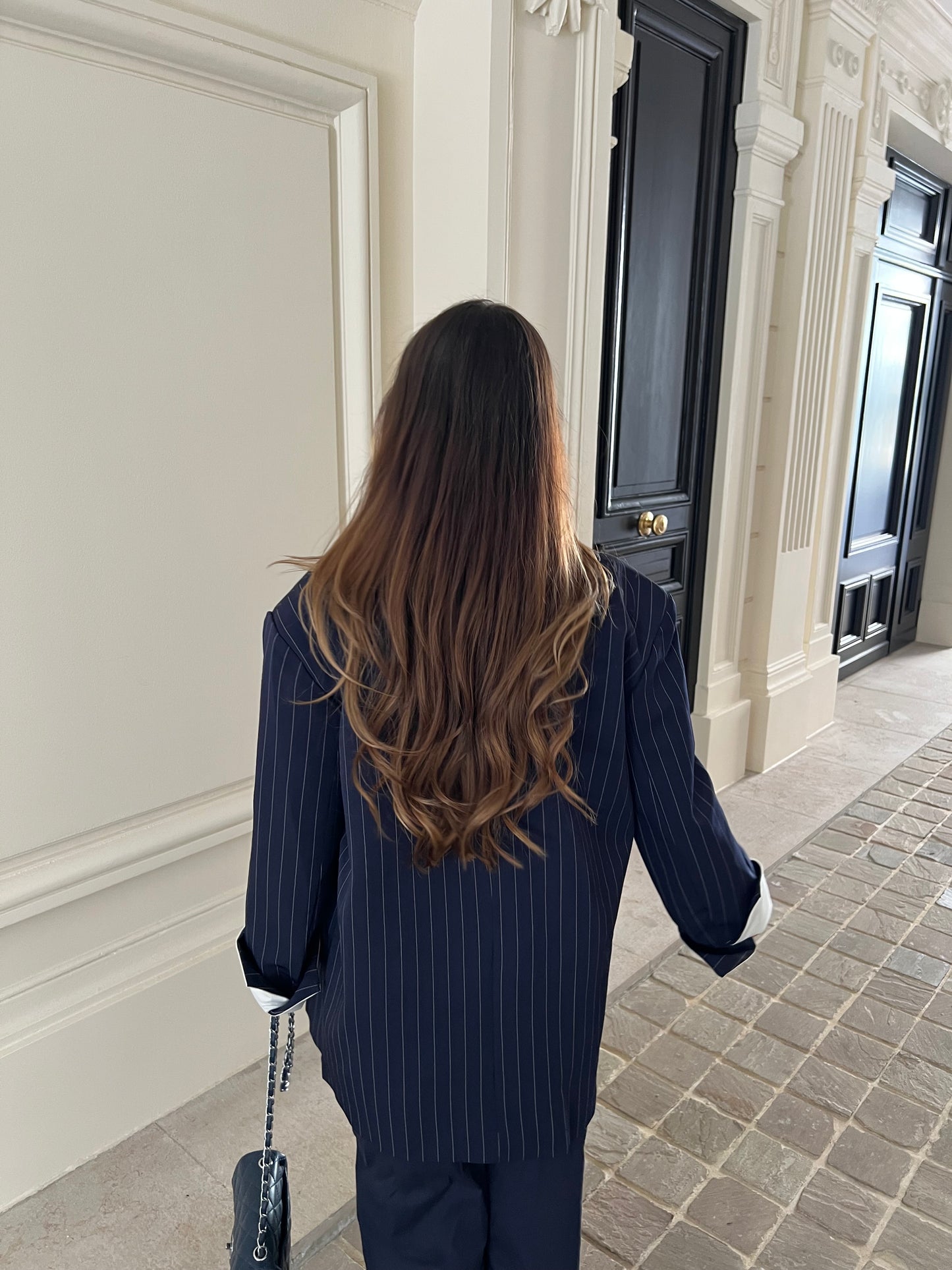 Blazer oversize bleu rayé