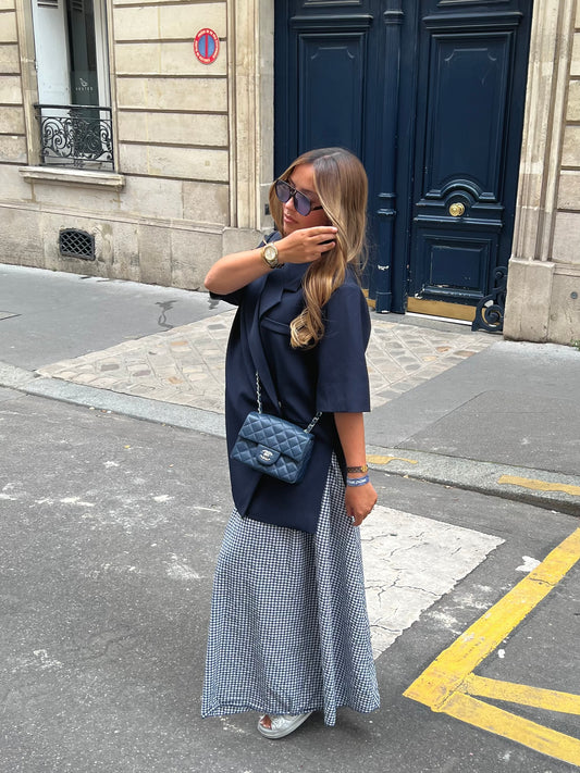 Navy gingham skirt