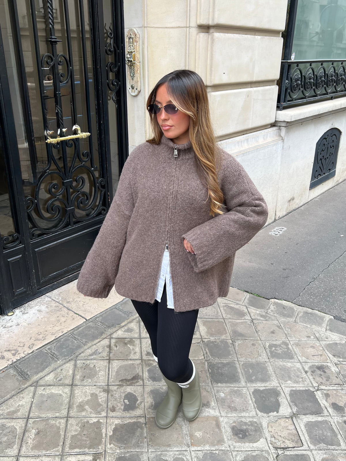 Gilet zip taupe