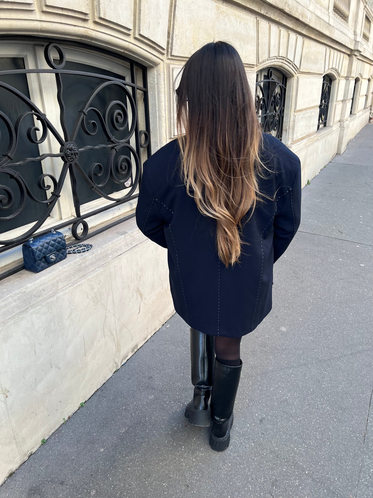 Blazer surpiqûres marine