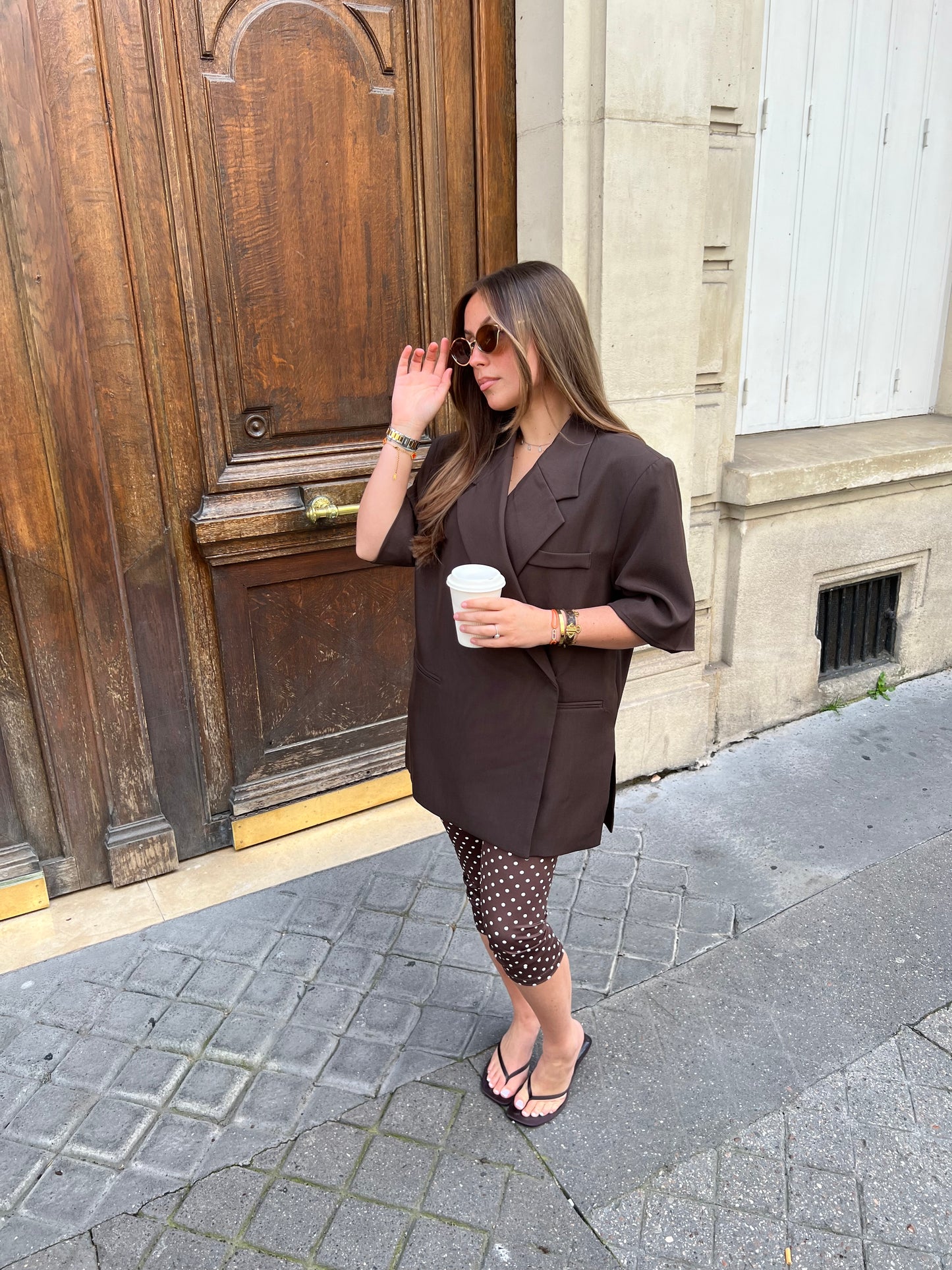Legging capri pois marron