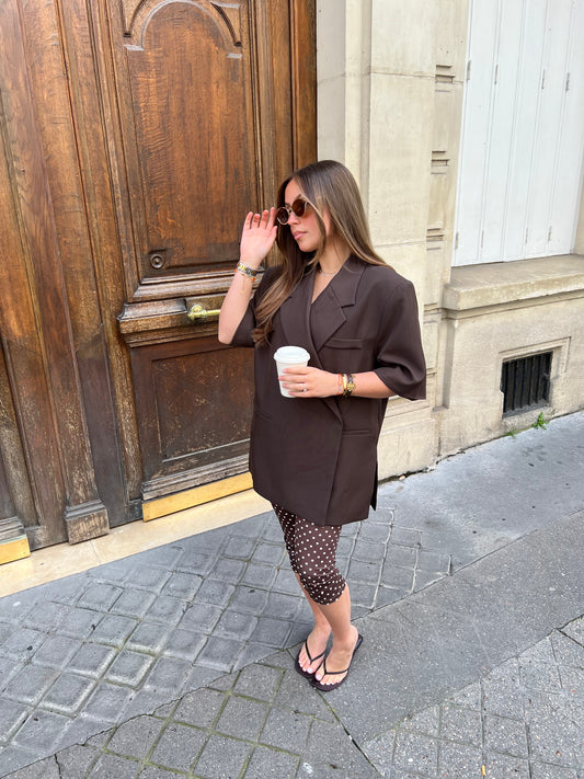 Legging capri pois marron