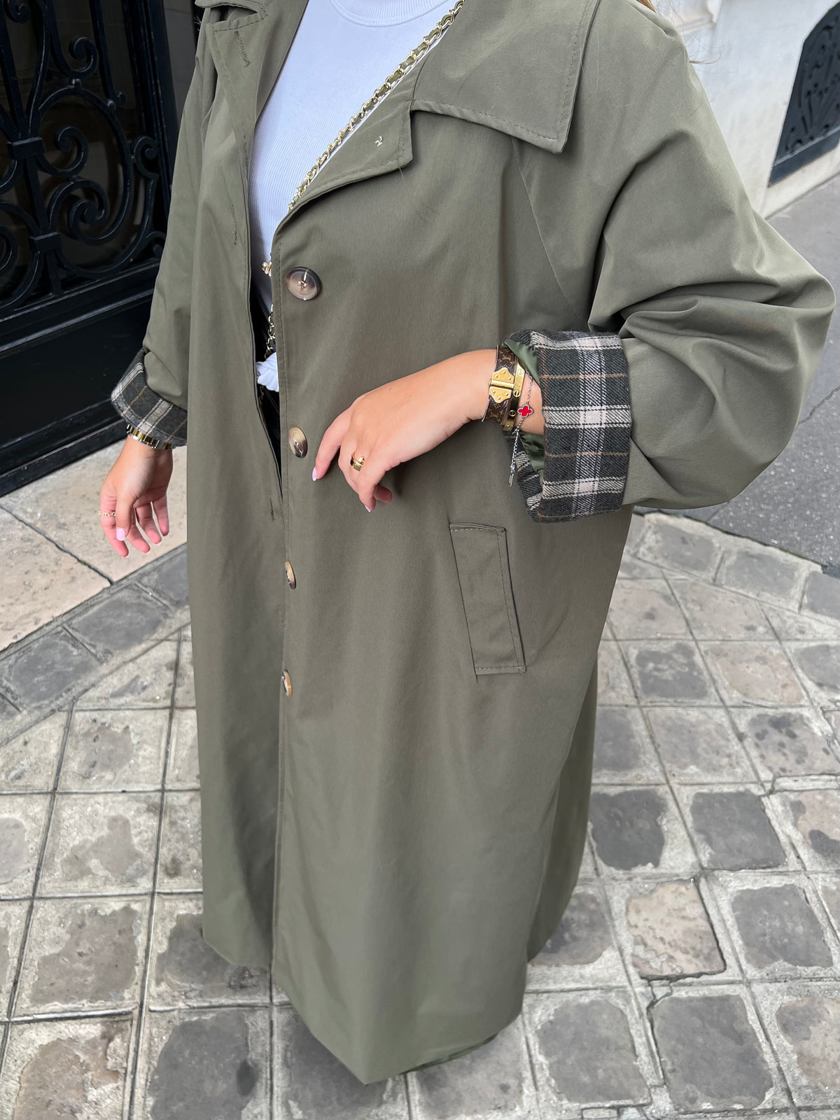 Trench long kaki