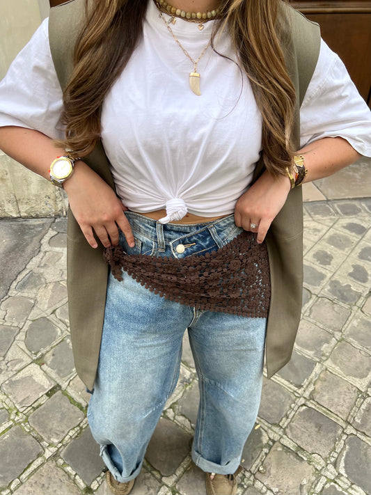 Bandana crochet marron