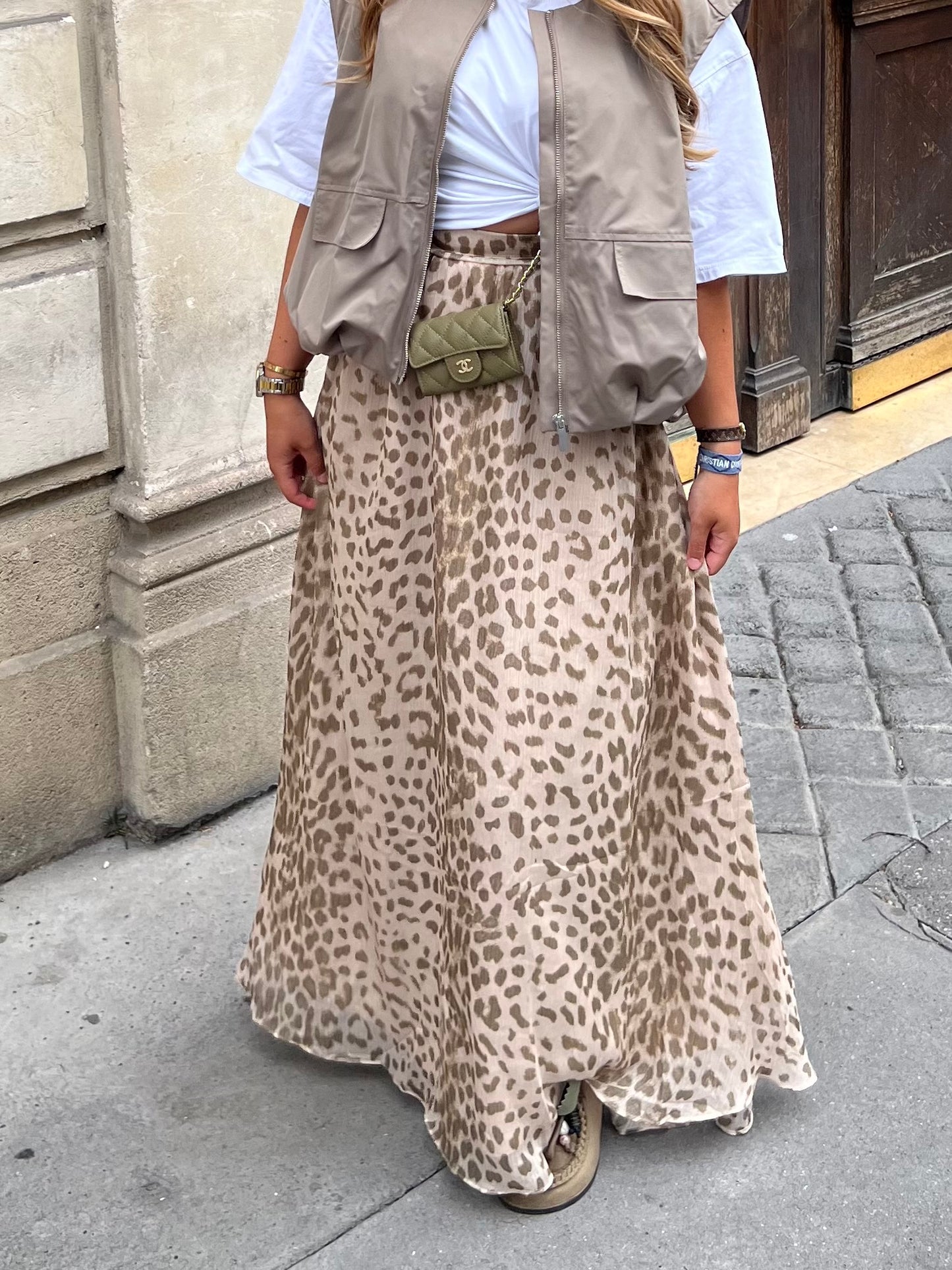 Leopard print maxi skirt