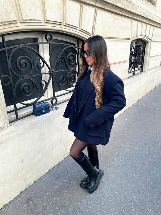 Blazer surpiqûres marine