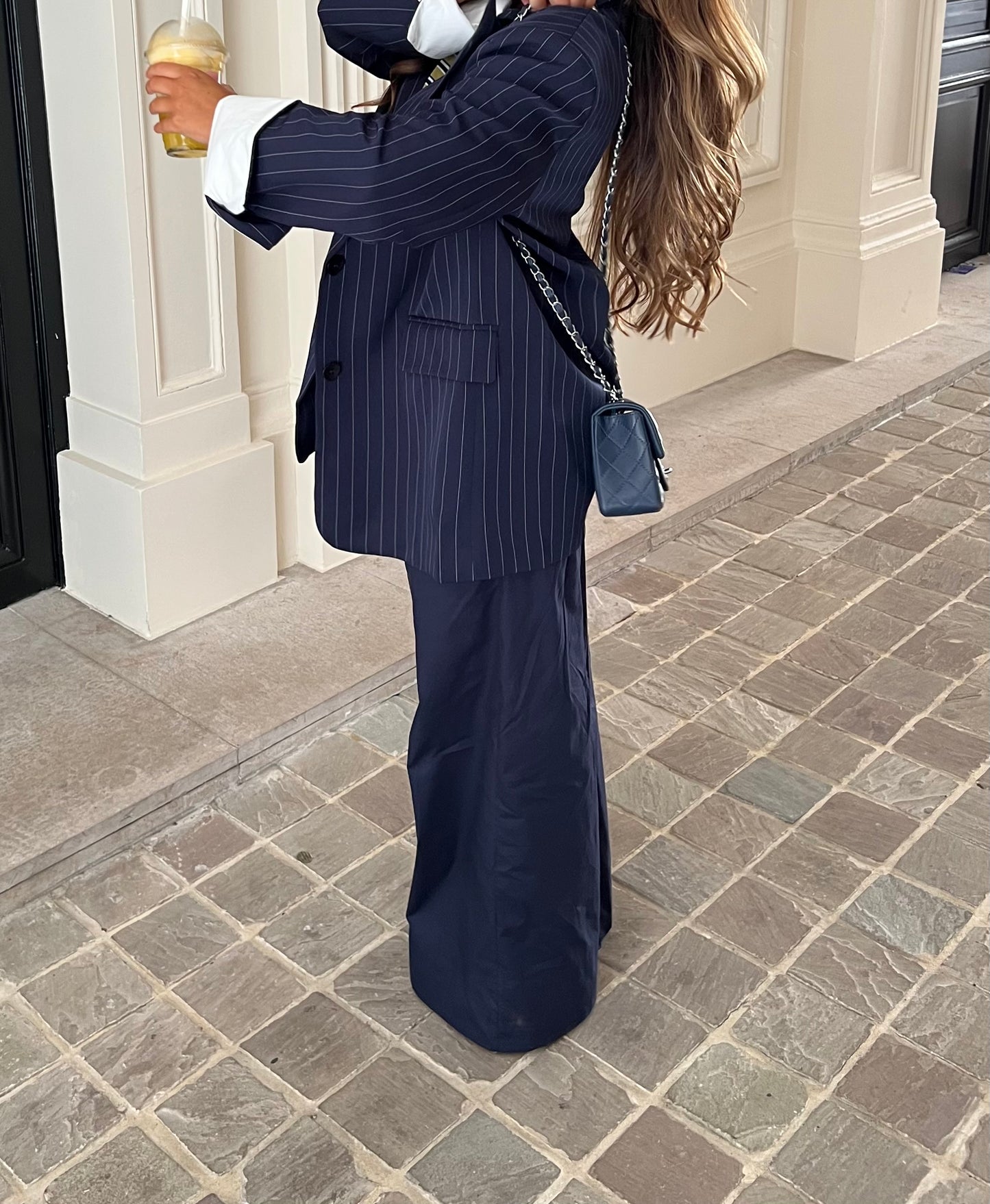 Blazer oversize bleu rayé