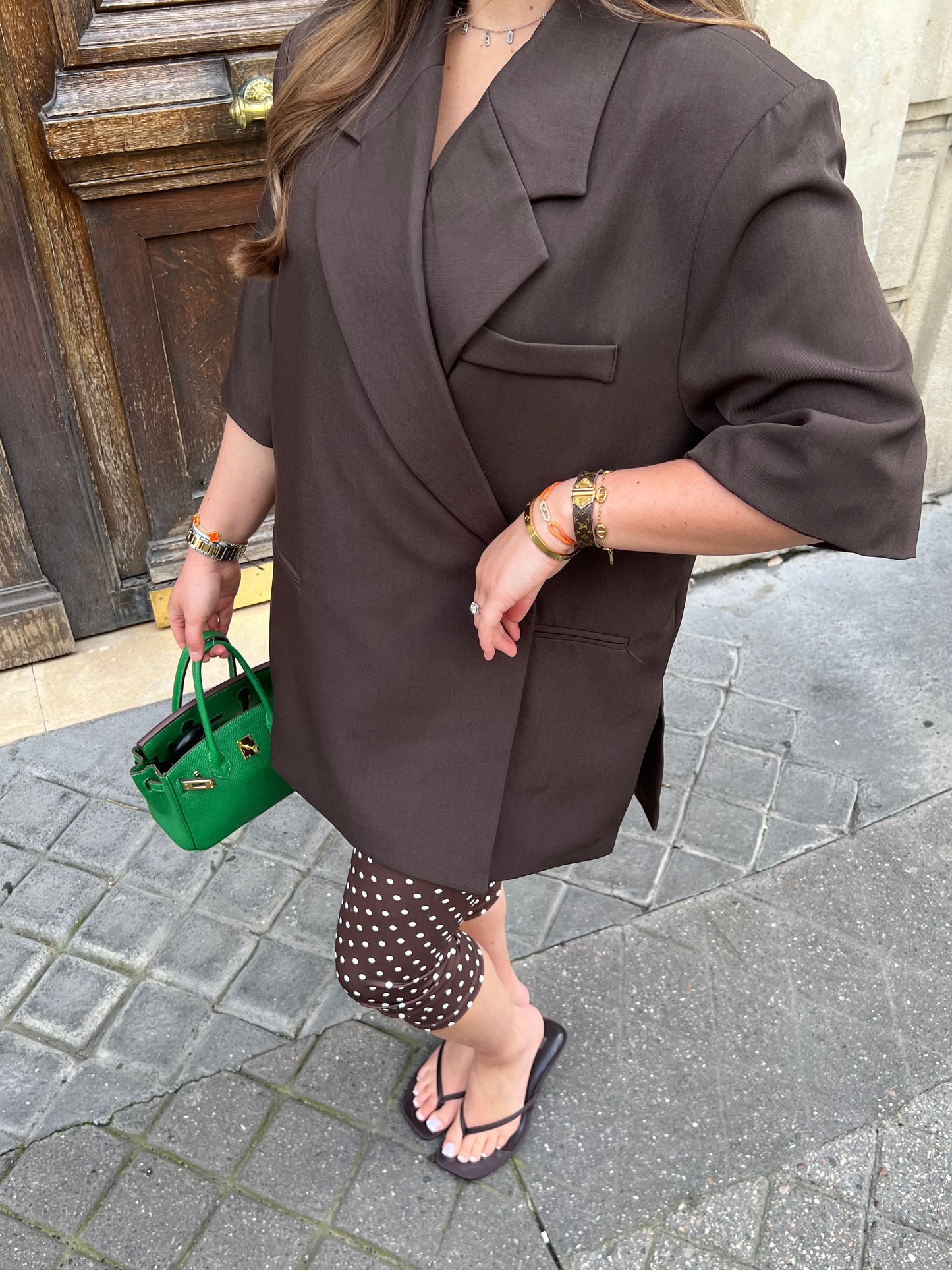 Blazer manches courtes marron