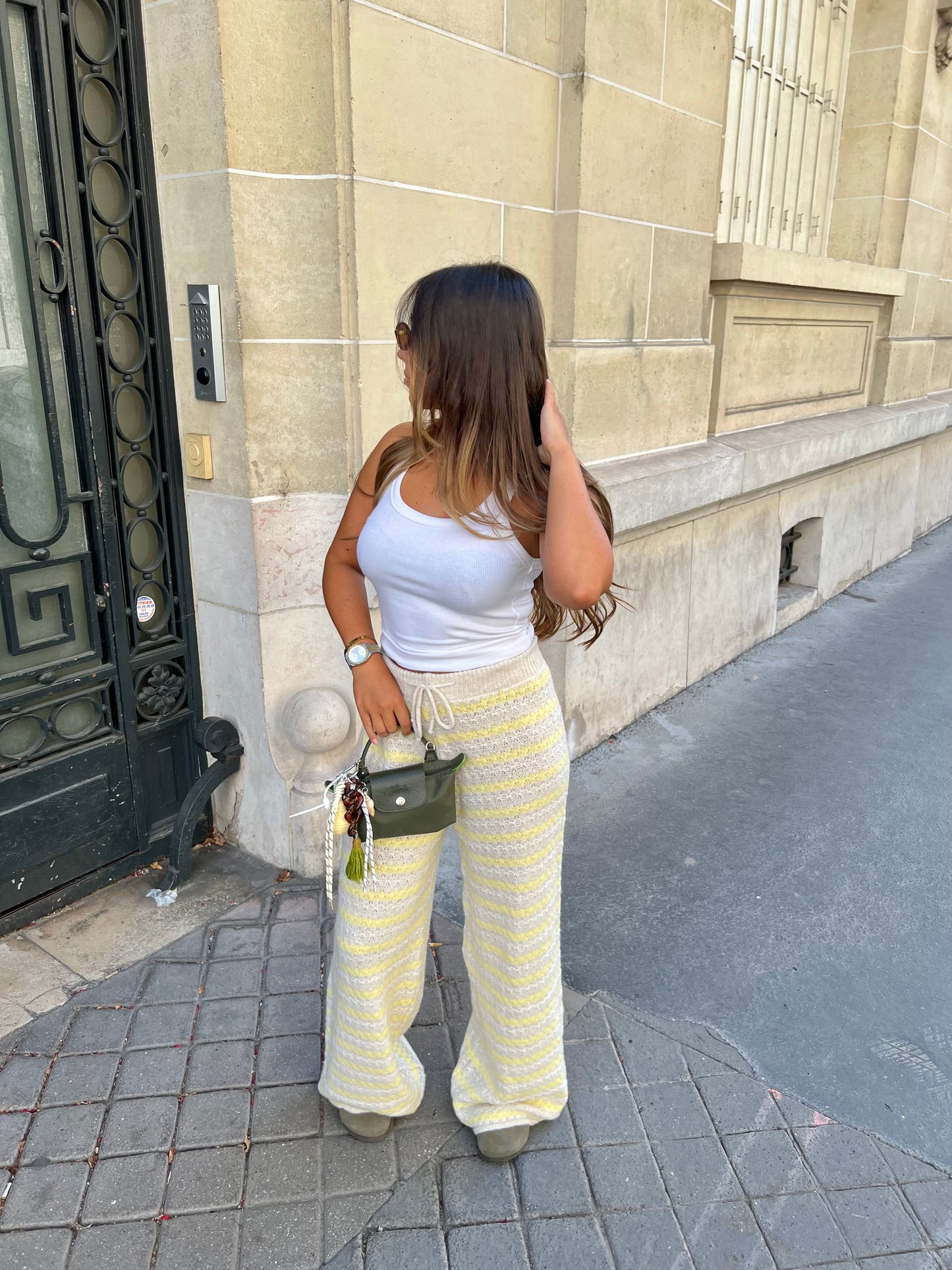 Pantalon maille jaune
