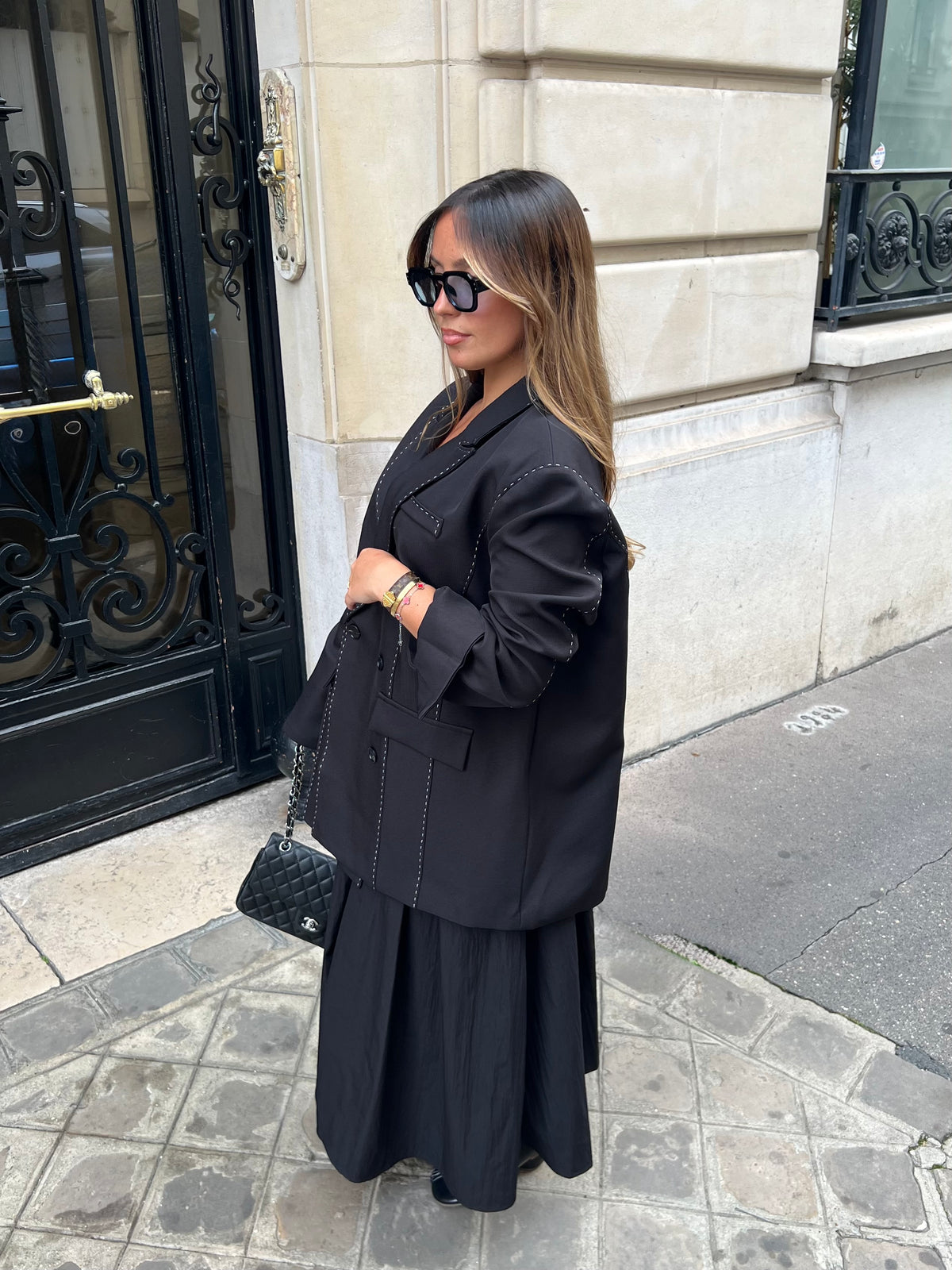 Blazer surpiqûres noir