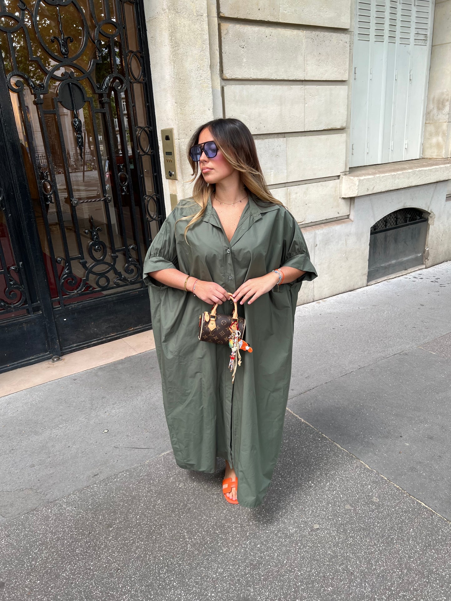 Robe longue kaki