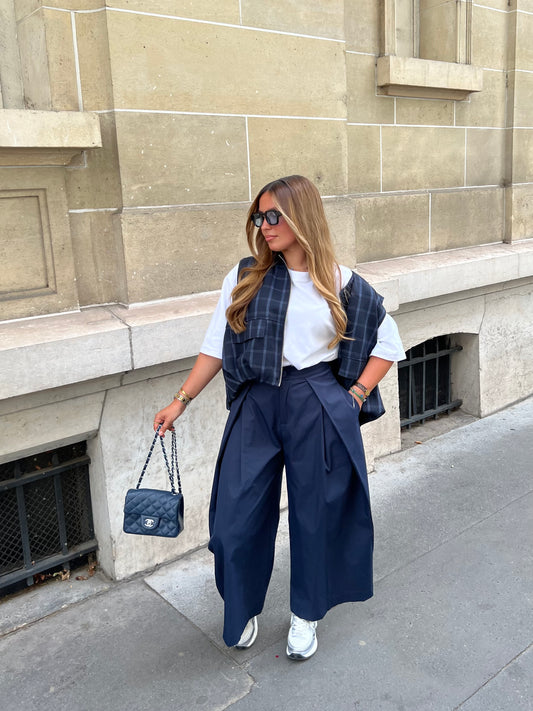 Navy balloon trousers