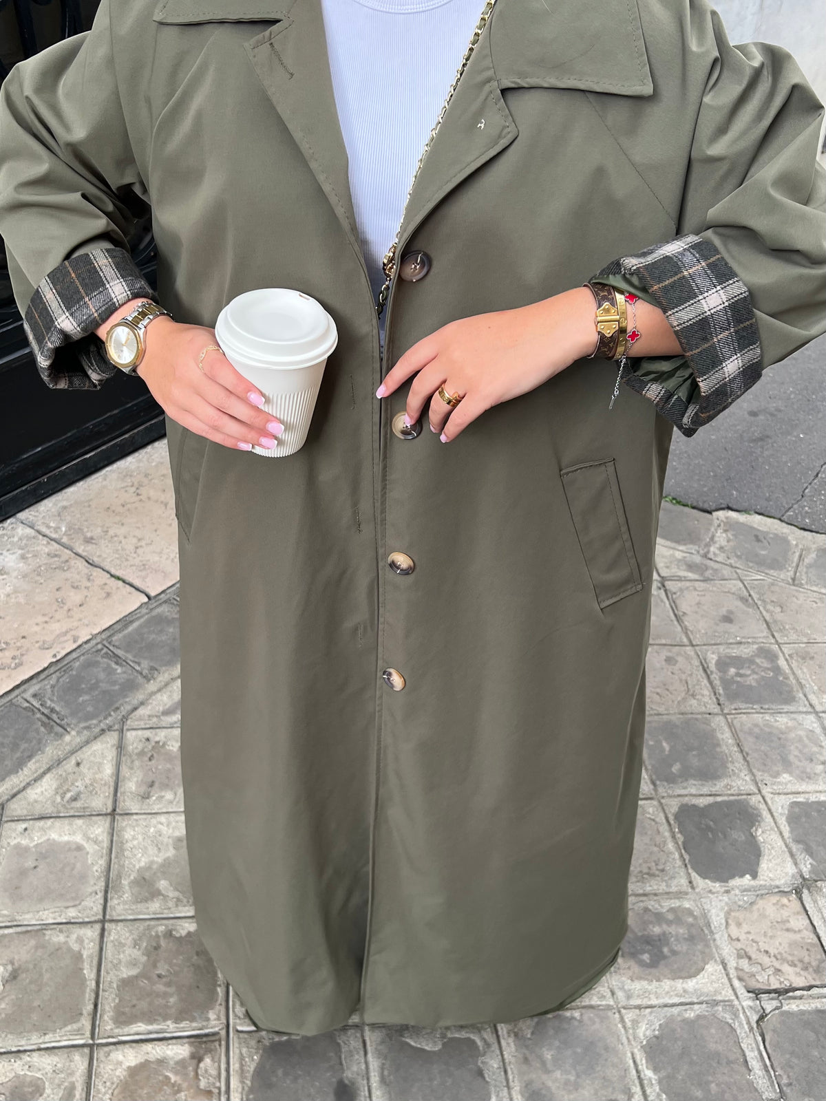 Trench long kaki