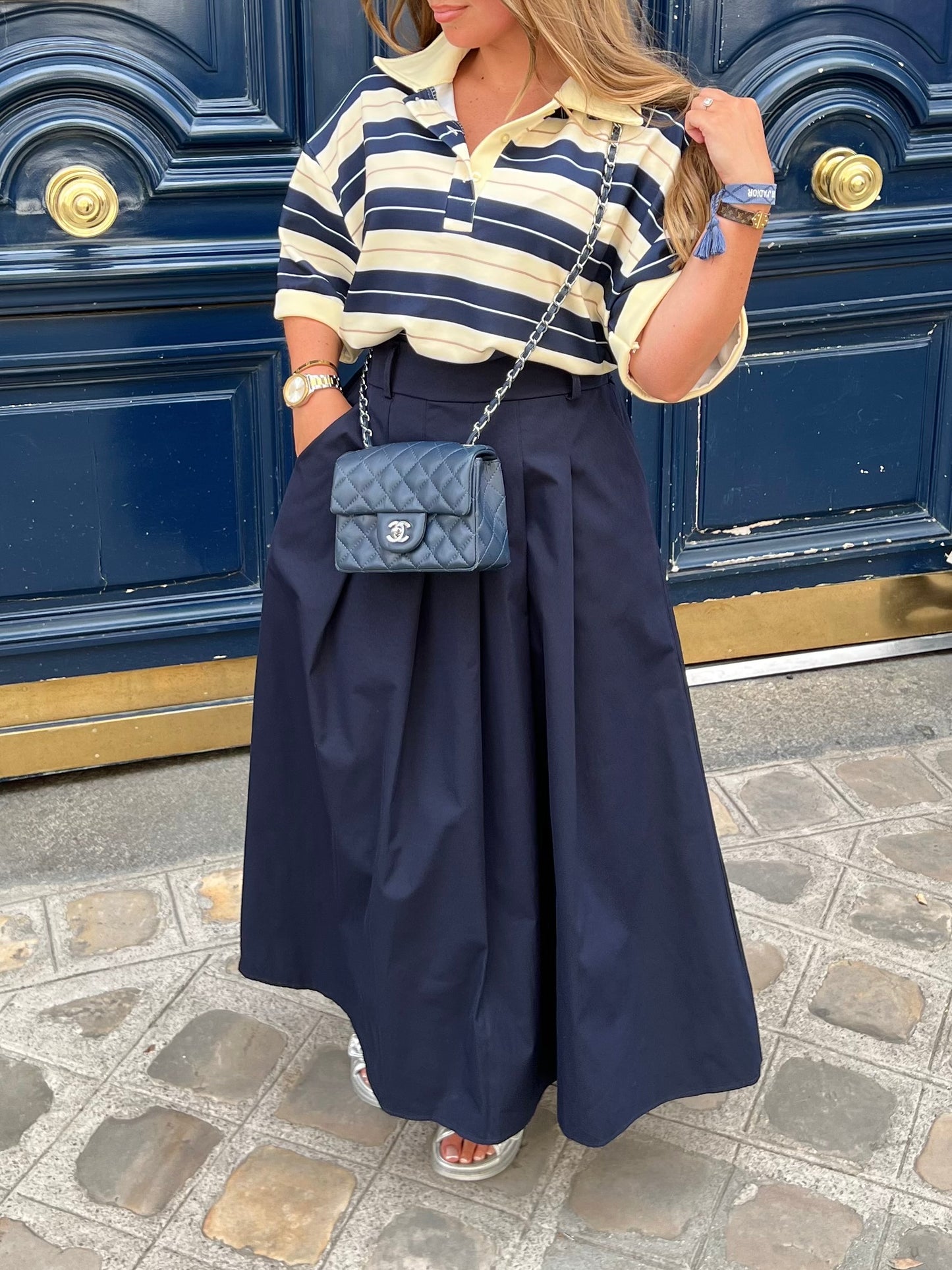 Oversized striped polo shirt