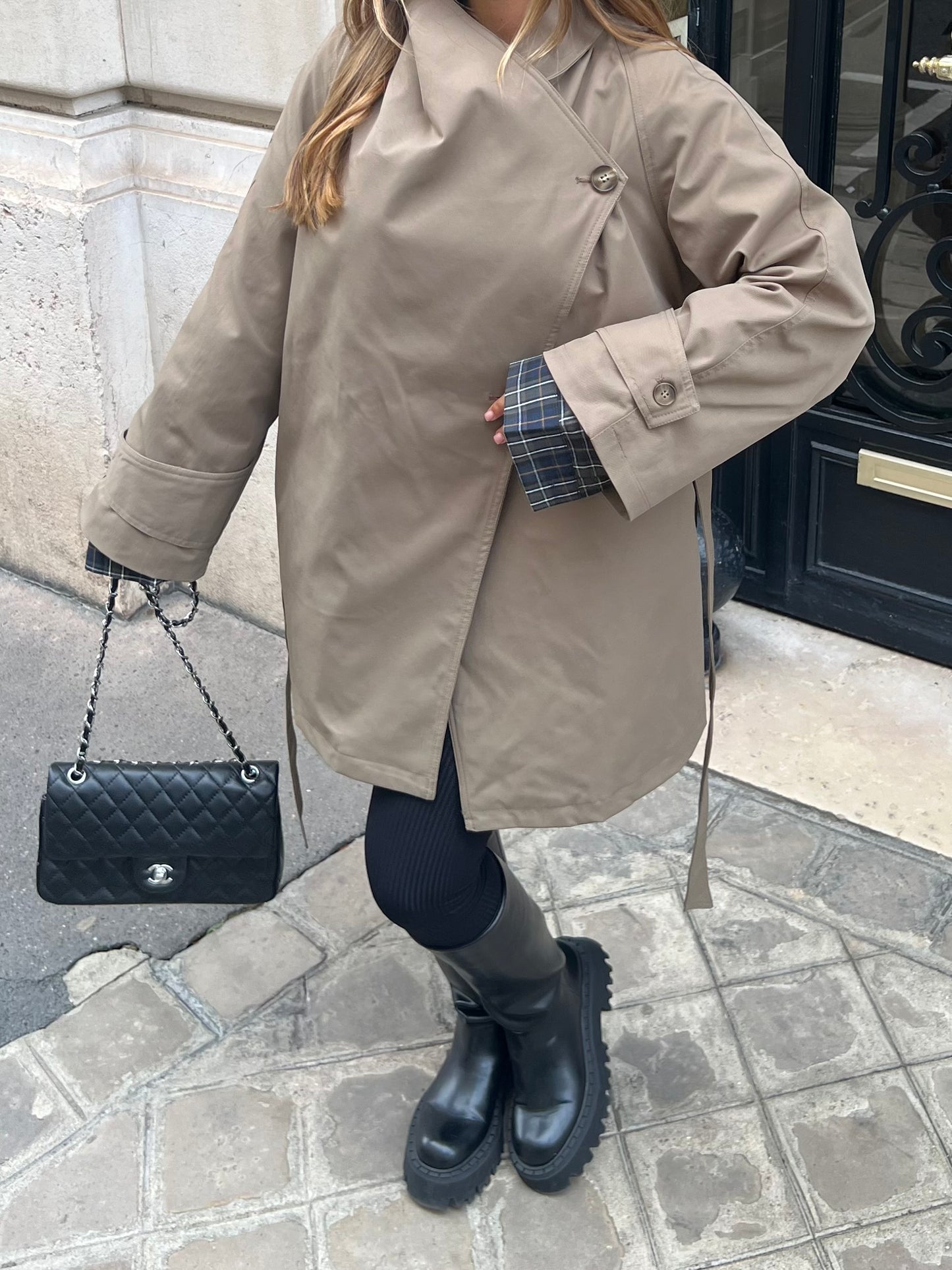 Trench mi long taupe