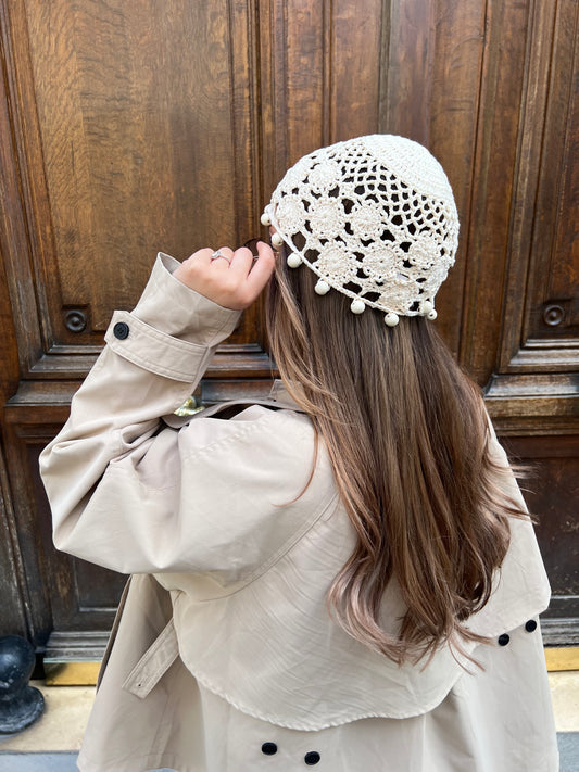 Bonnet crochet perlé
