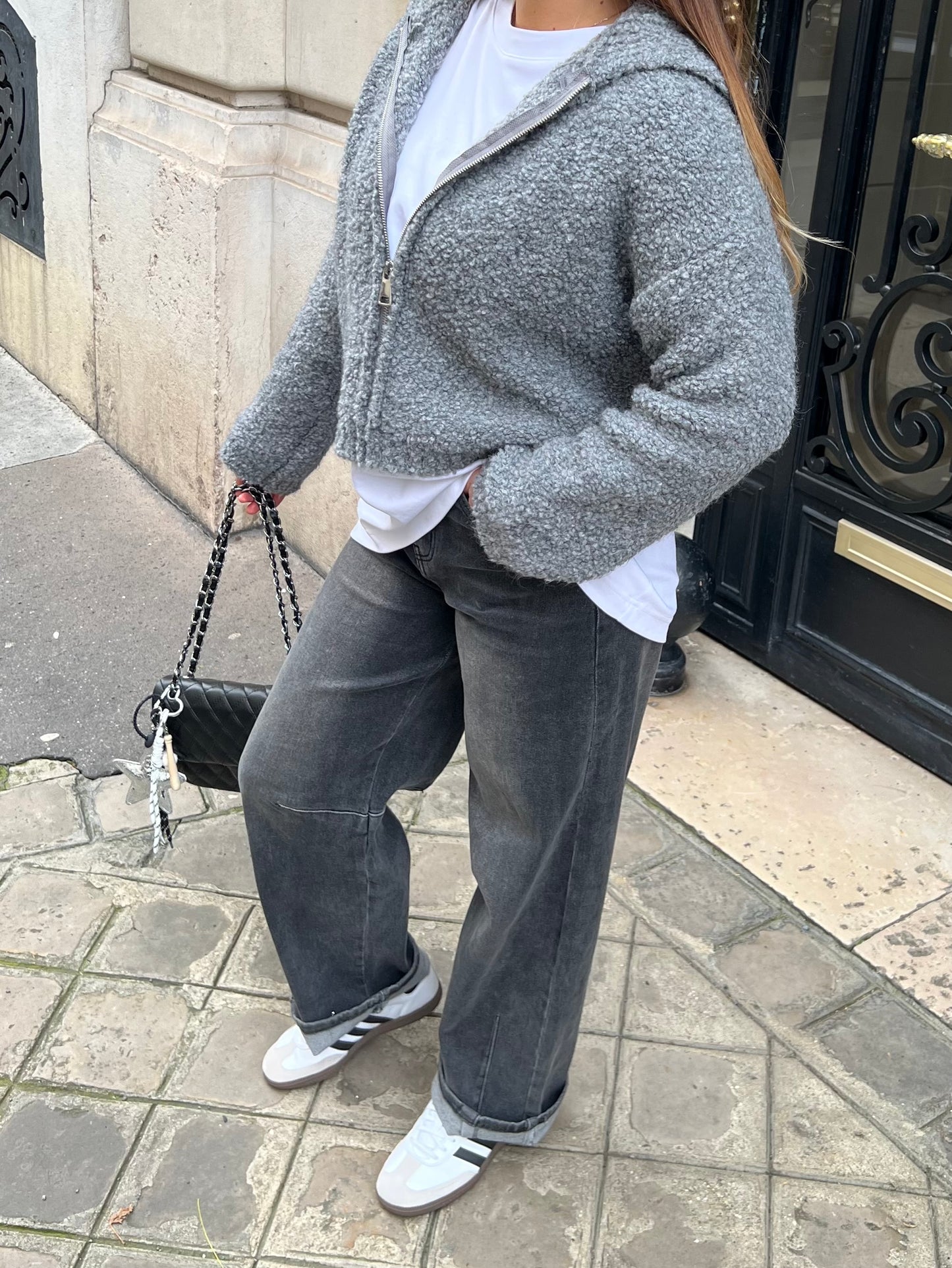 Gilet zip gris