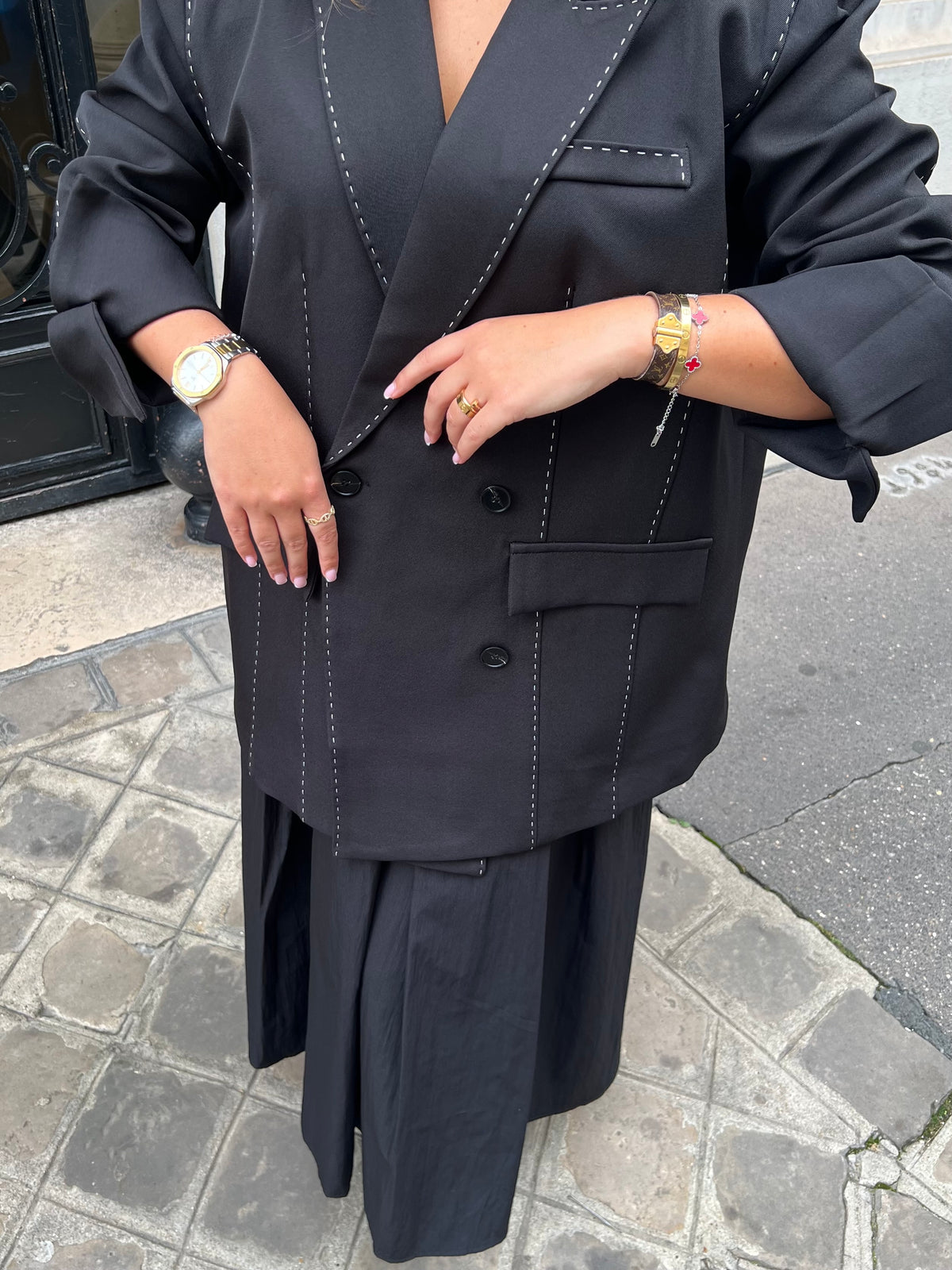 Blazer surpiqûres noir