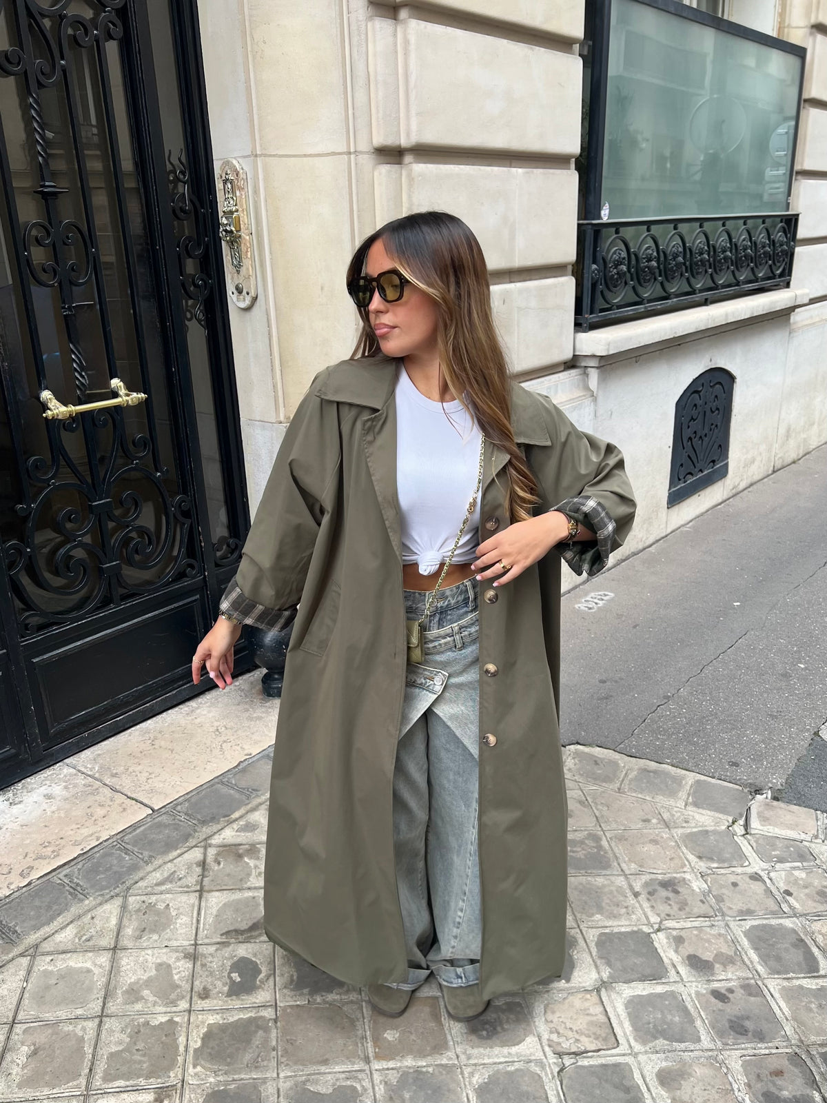 Trench long kaki