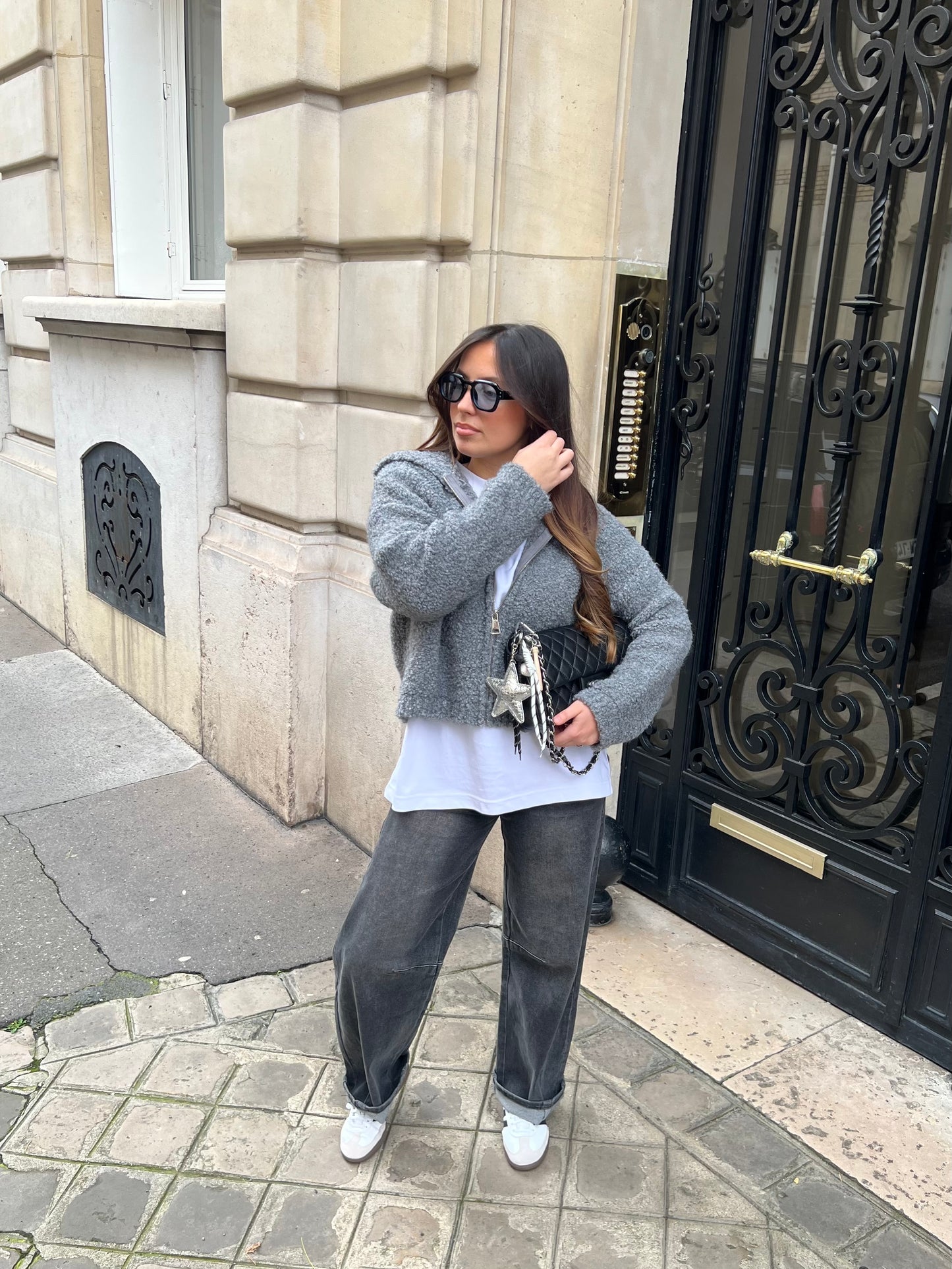 Gilet zip gris