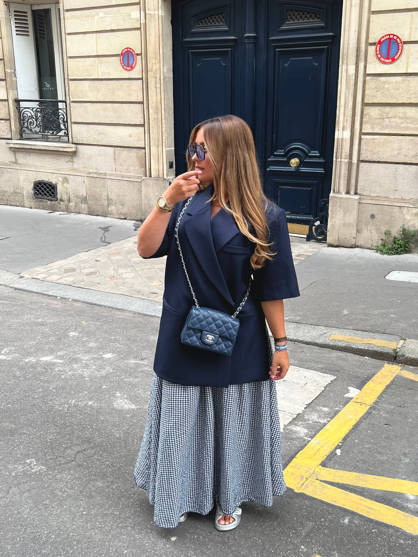 Blazer manches courtes marine